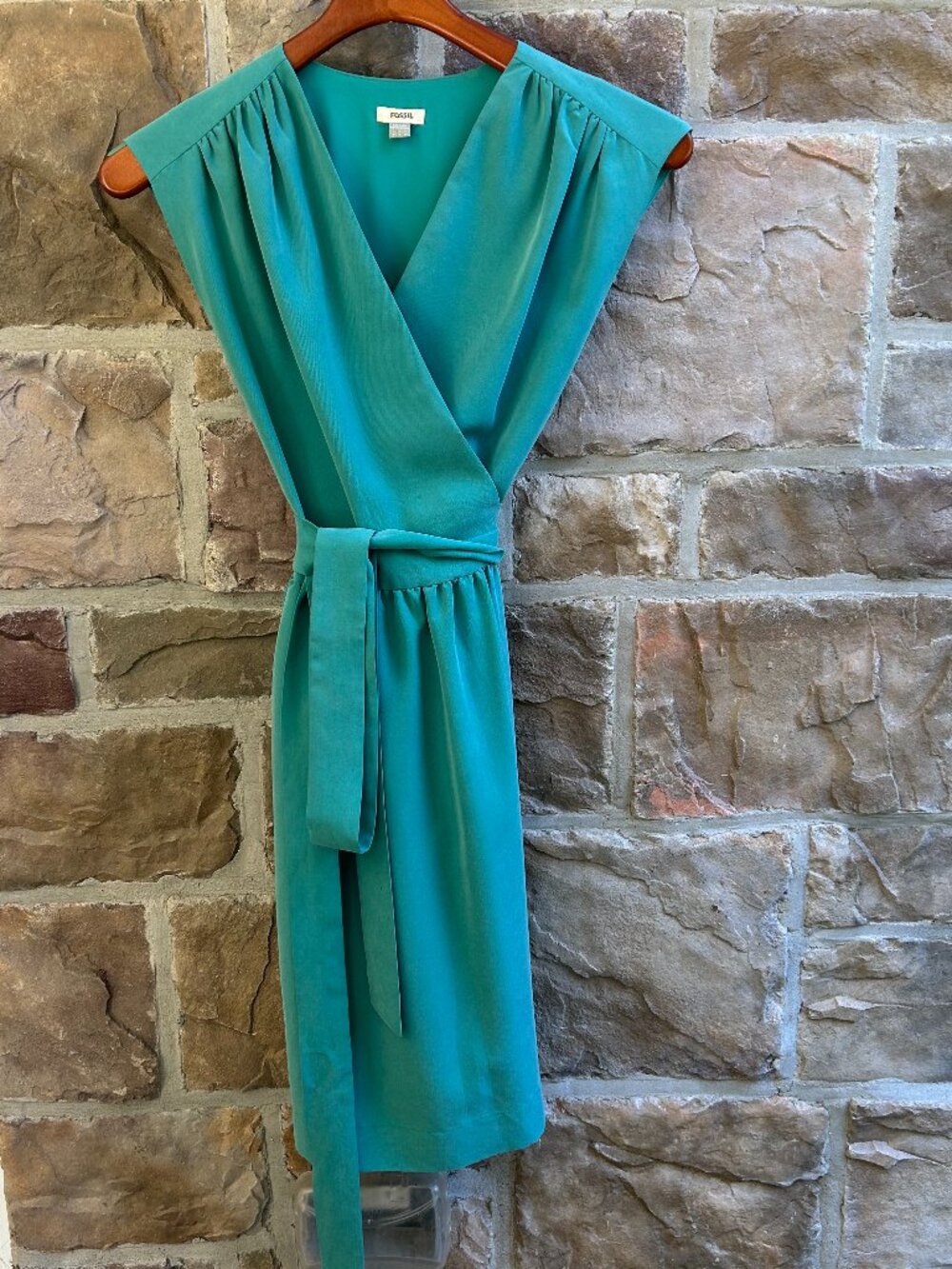 Gorgeous Fossil Silk Wrap Dress - Size Small